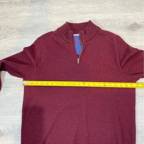 Robert Graham Men's XL Pullover 1/4 Zip Knit Burgundy Sweater - Picture 8 of 16